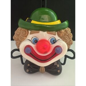 Vtg CLOWN Doorbell Ringer Musical Head Push Nose Rare Tested/Works